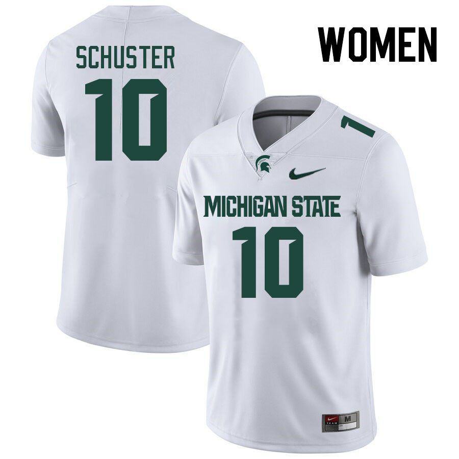 Women #10 Tommy Schuster Michigan State Spartans College Football Jersesys Stitched-White
